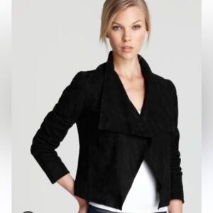 Theory Kanya Suede Drape Jacket Womens Lambskin Teal Green Lightweight Leather